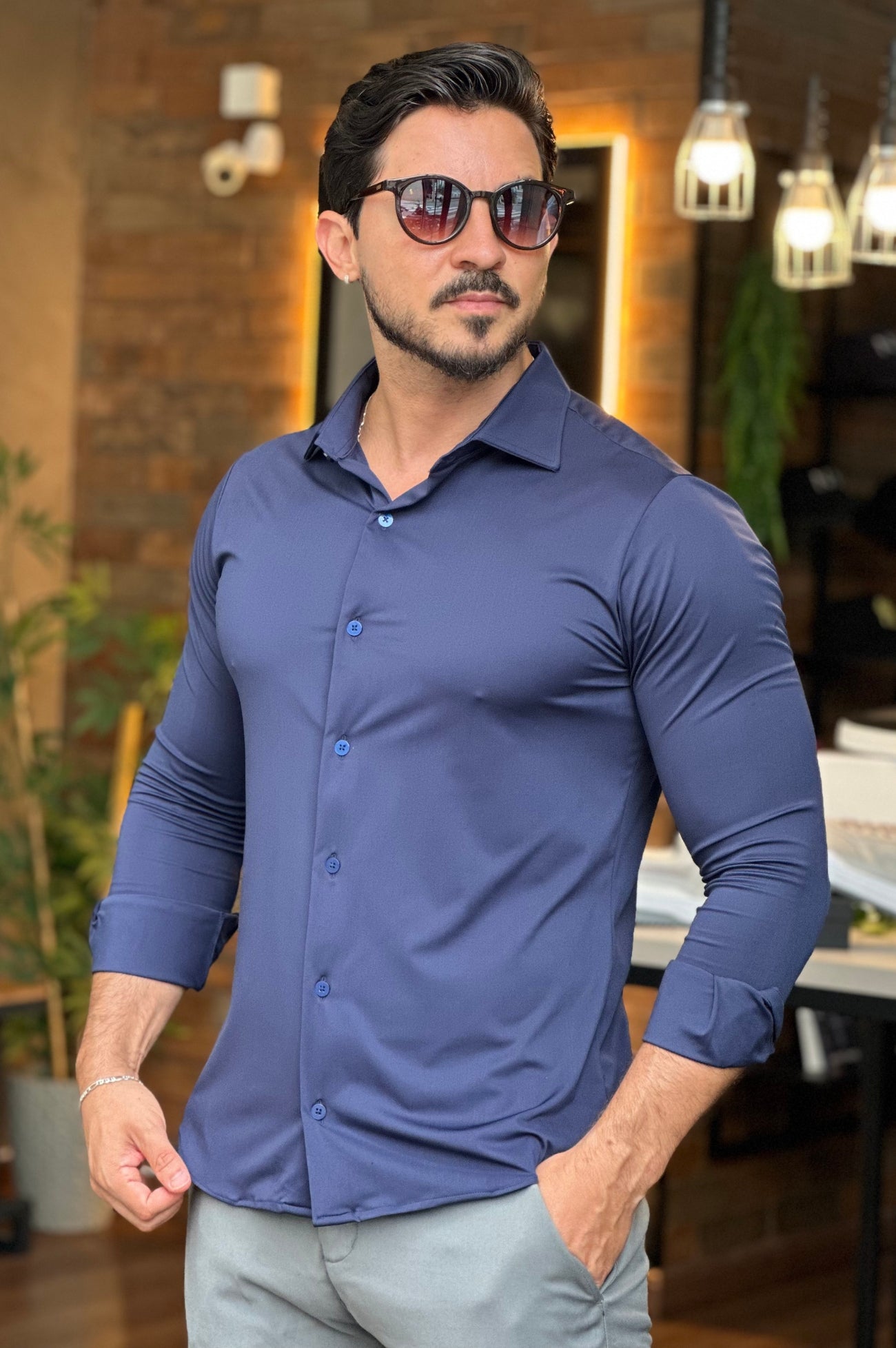 Camisa Social Tecnológica Slim Sibra