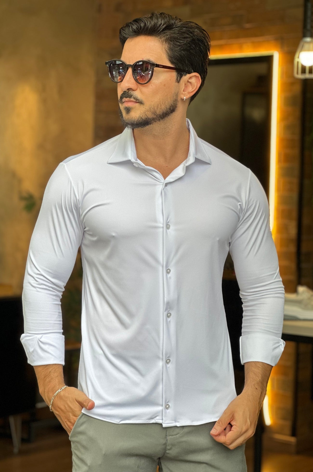 Camisa Social Tecnológica Slim Sibra