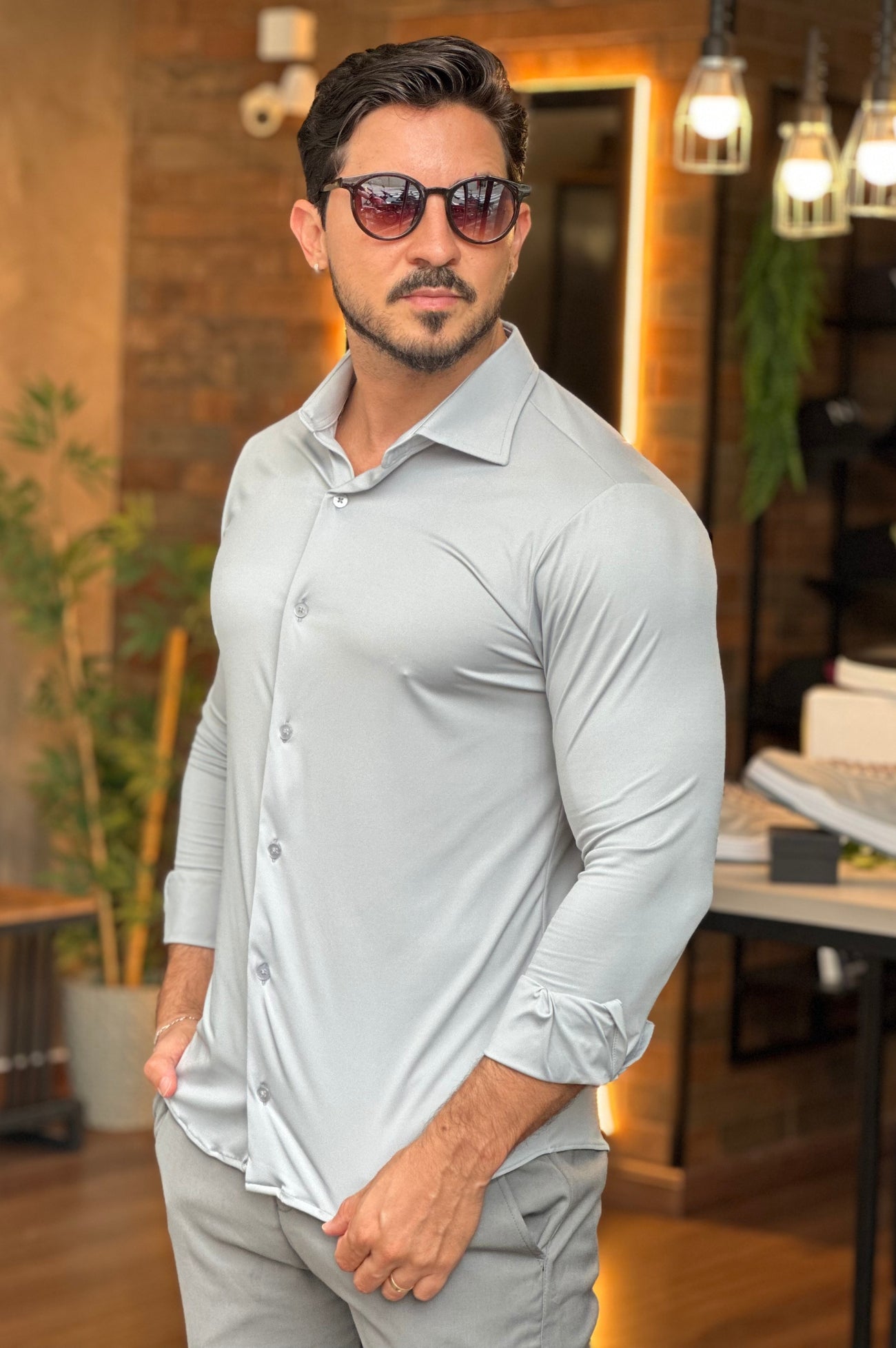 Camisa Social Tecnológica Slim Sibra