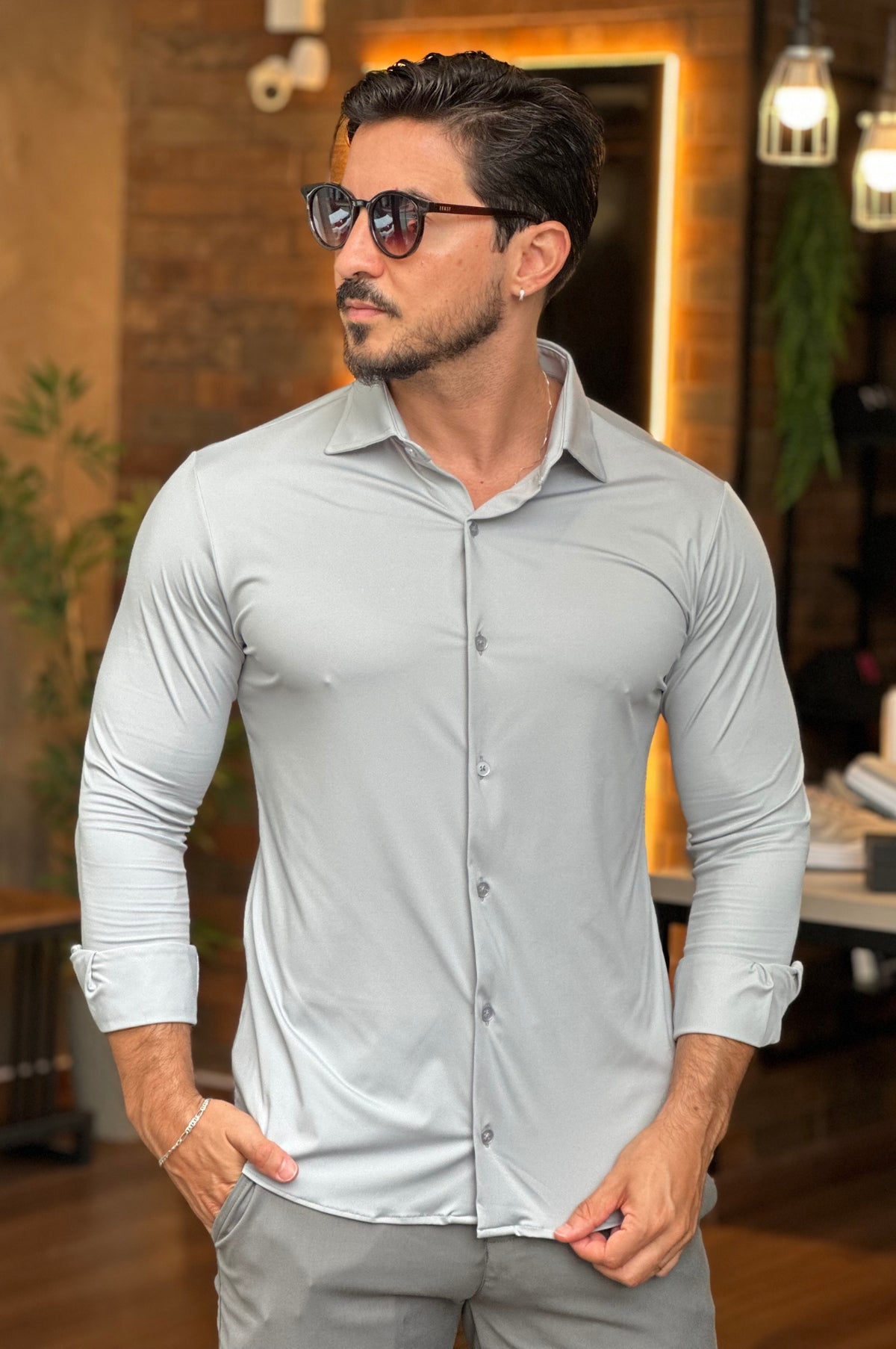 Camisa Social Tecnológica Slim Sibra