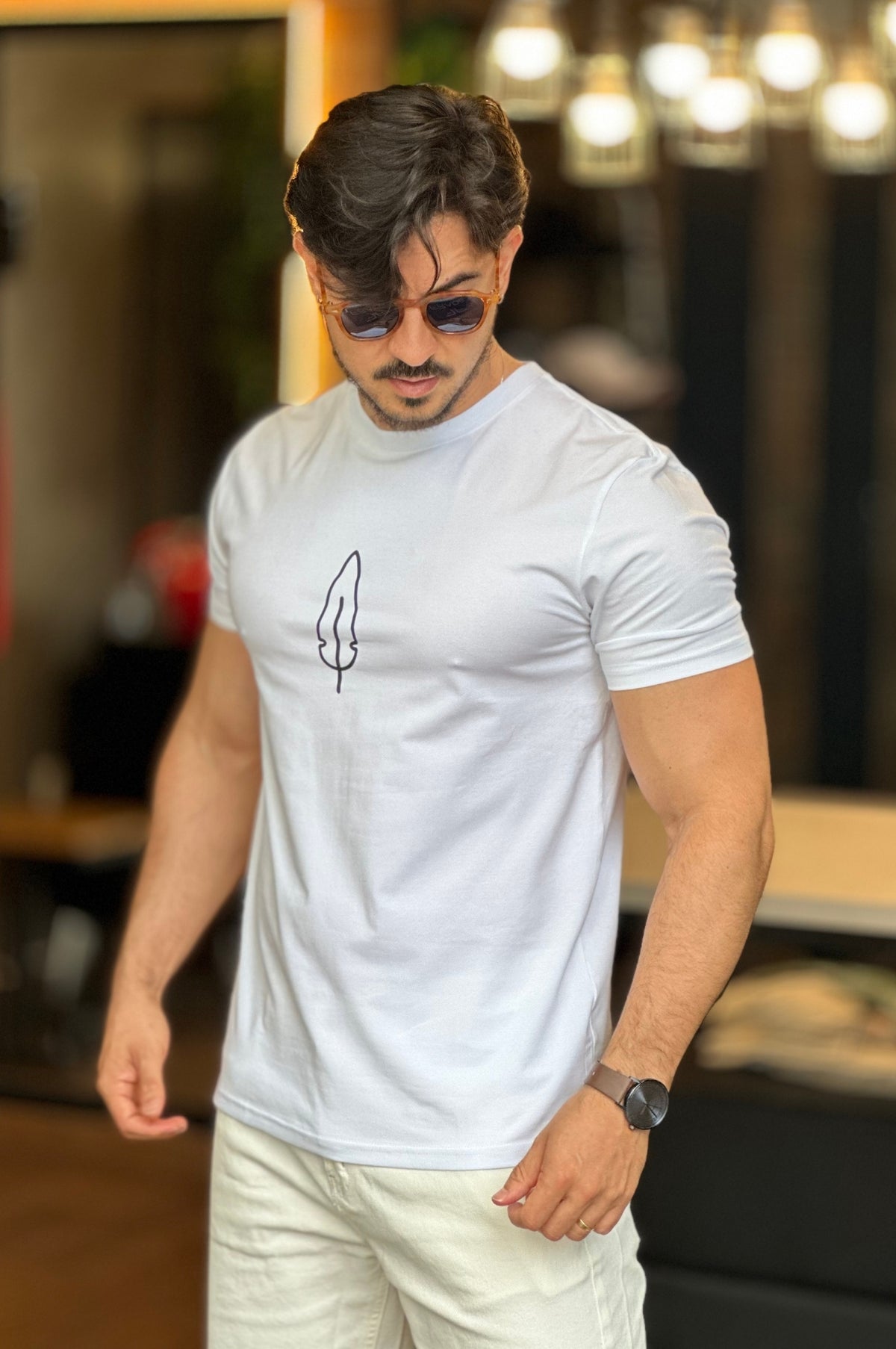 Camiseta Branca Pena P Preta Serafine