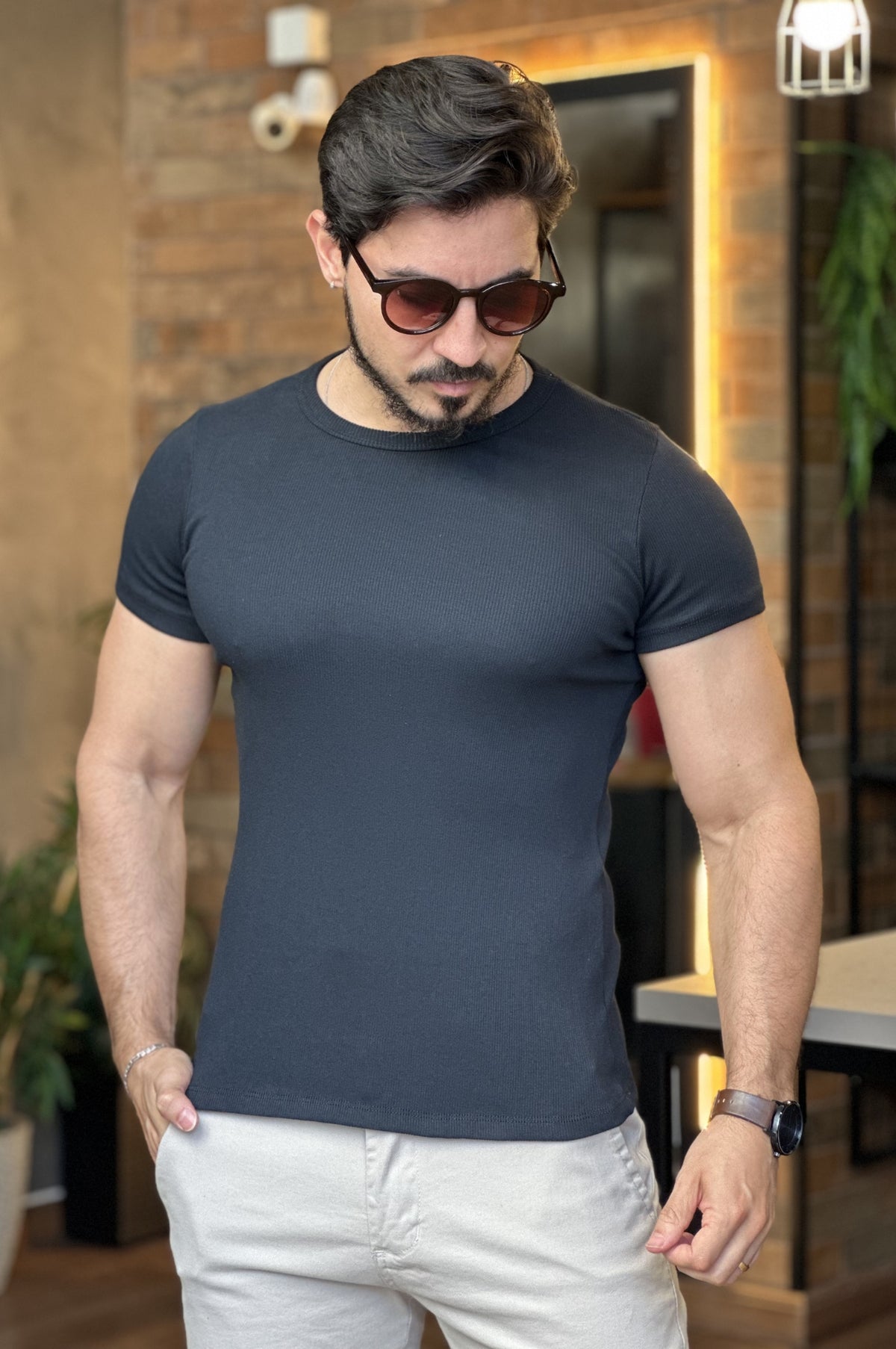 Camiseta Canelada Slim