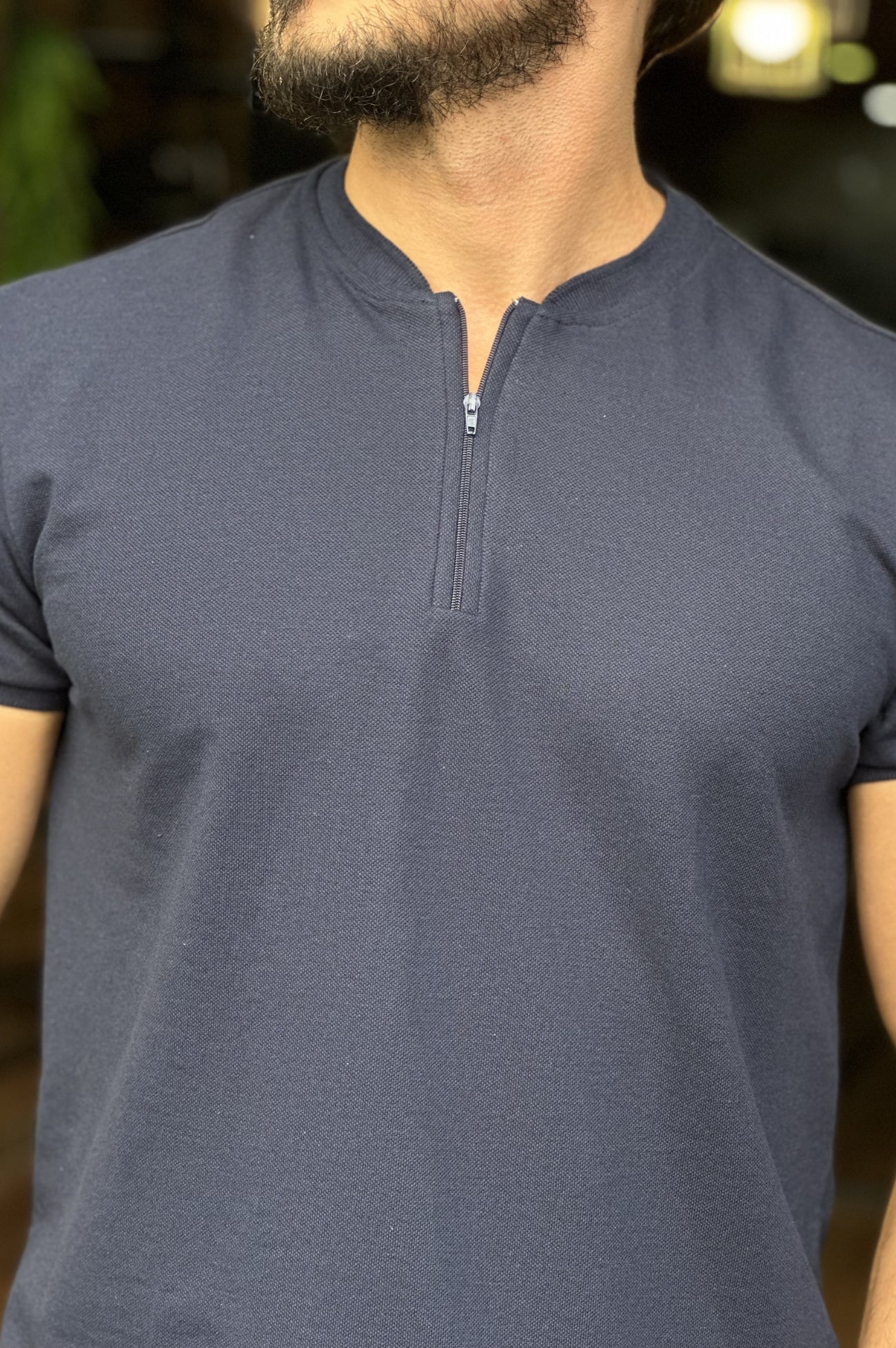 Camiseta Masculina Henley com Zíper