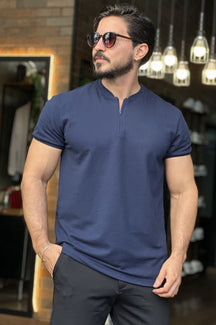 Camiseta Masculina Henley com Zíper
