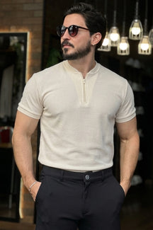 Camiseta Masculina Henley com Zíper