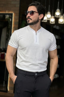 Camiseta Masculina Henley com Zíper