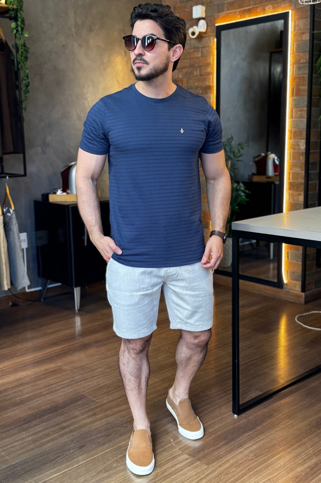 Camiseta Texturizada Azul DLZ