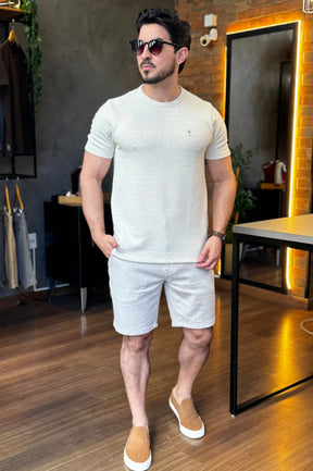 Camiseta Texturizada Bege DLZ