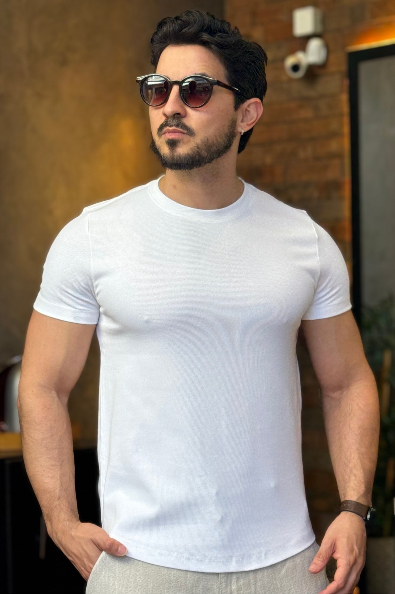 Camiseta Texturizada com Elastano Acostamento