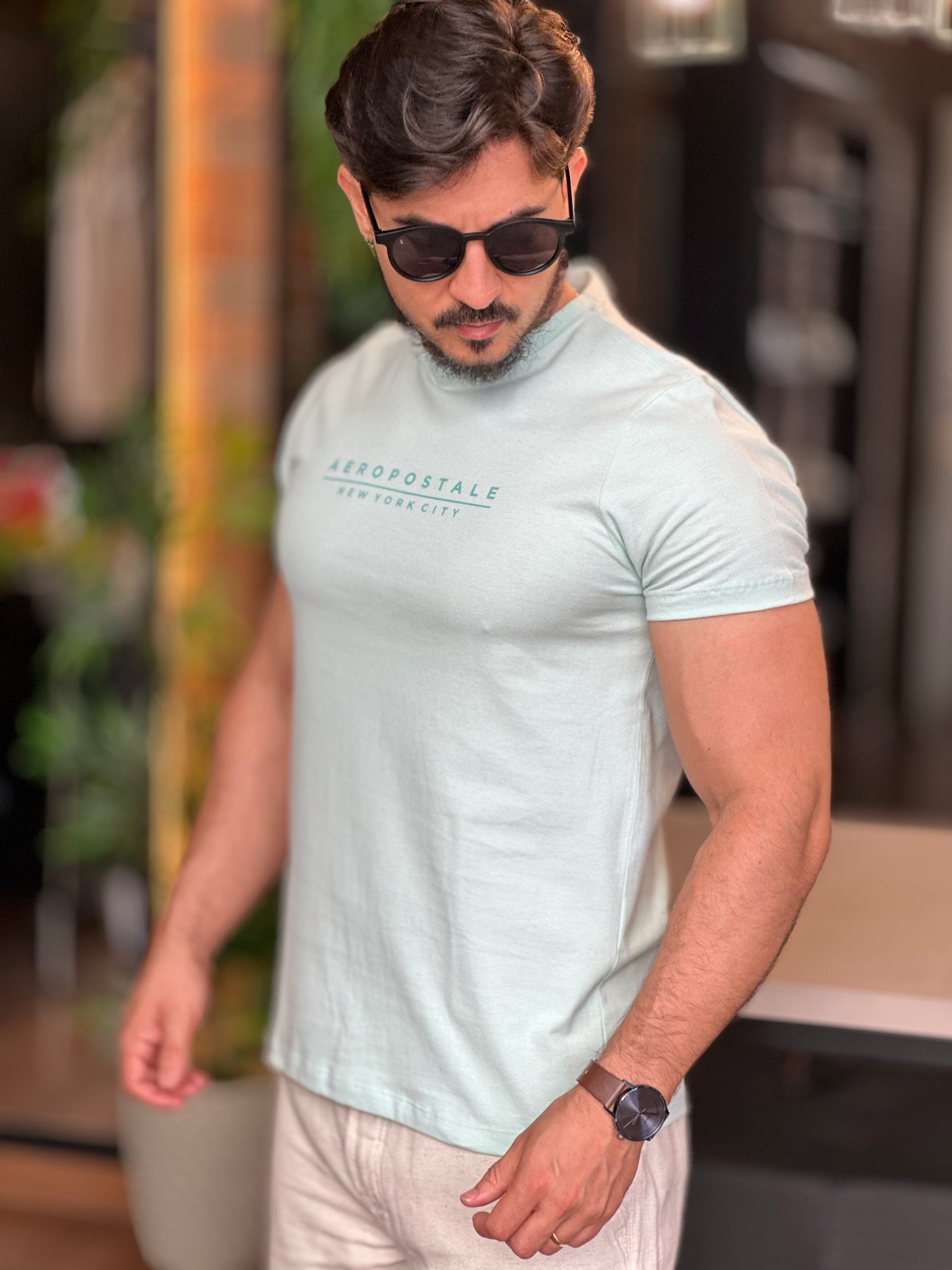 Camiseta verde claro Aeropostale
