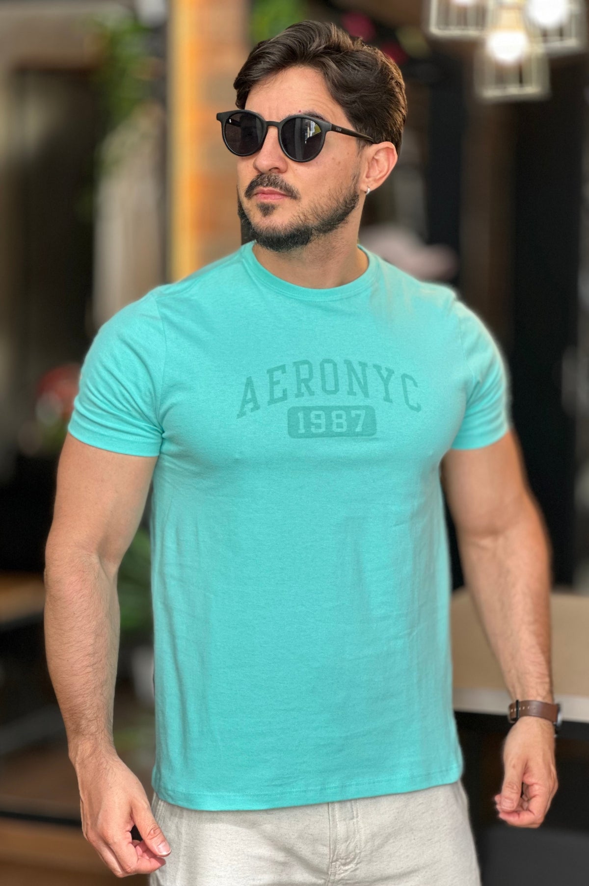 Camiseta verde água aeropostale