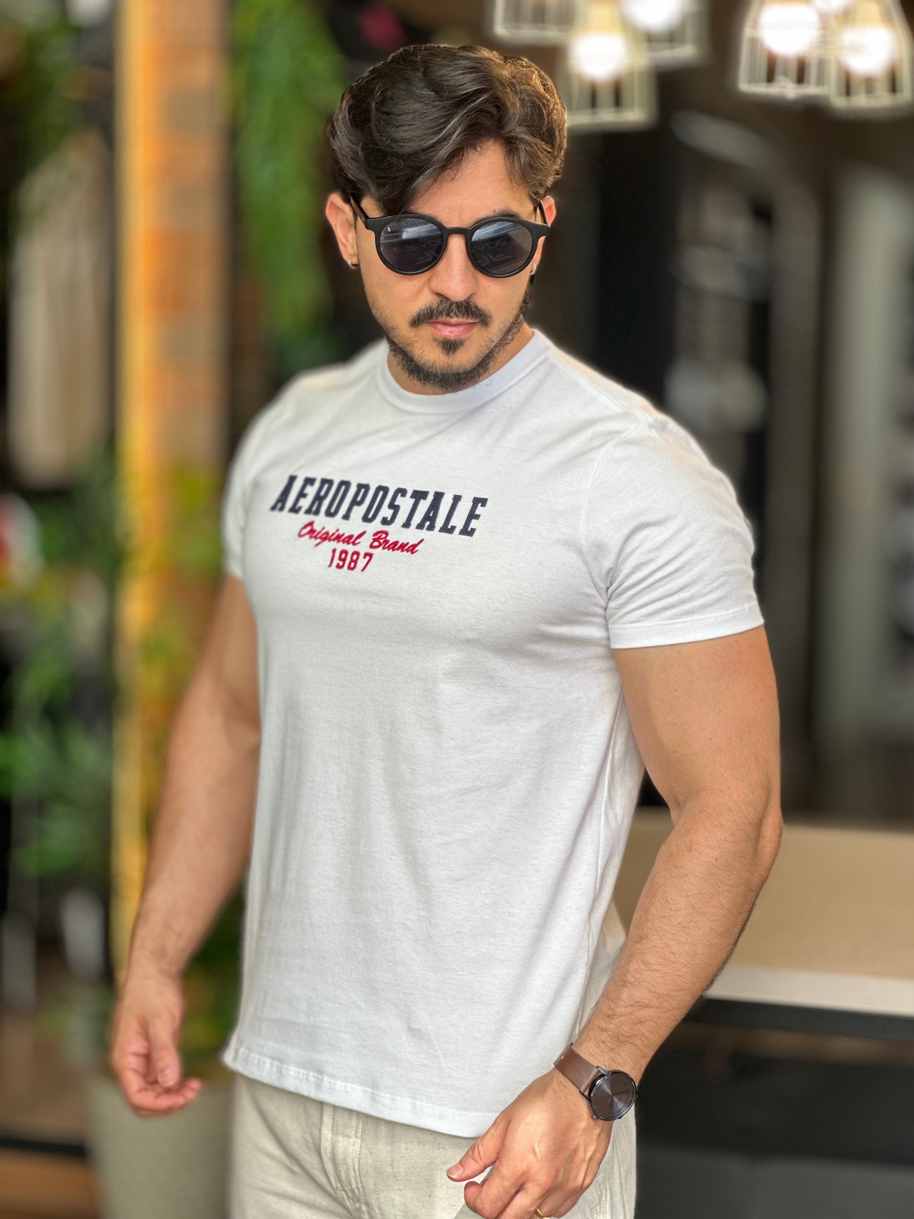 Camiseta branca bordado Aeropostale
