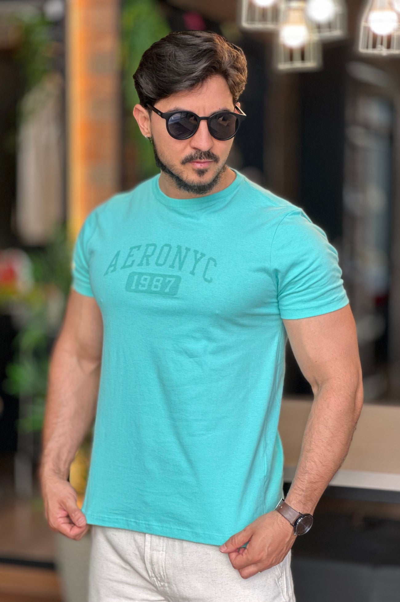 Camiseta verde água aeropostale