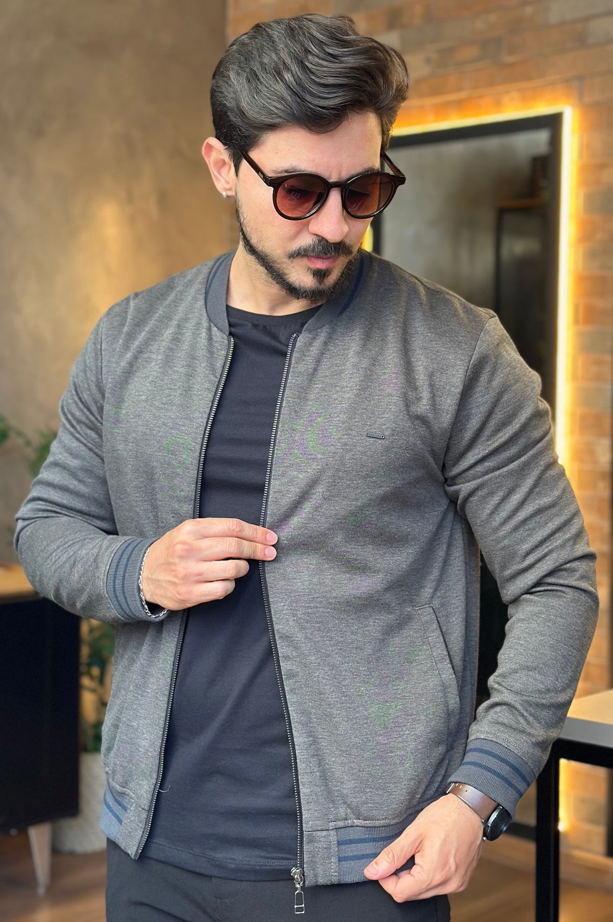 Jaqueta Bomber Cinza Docthos