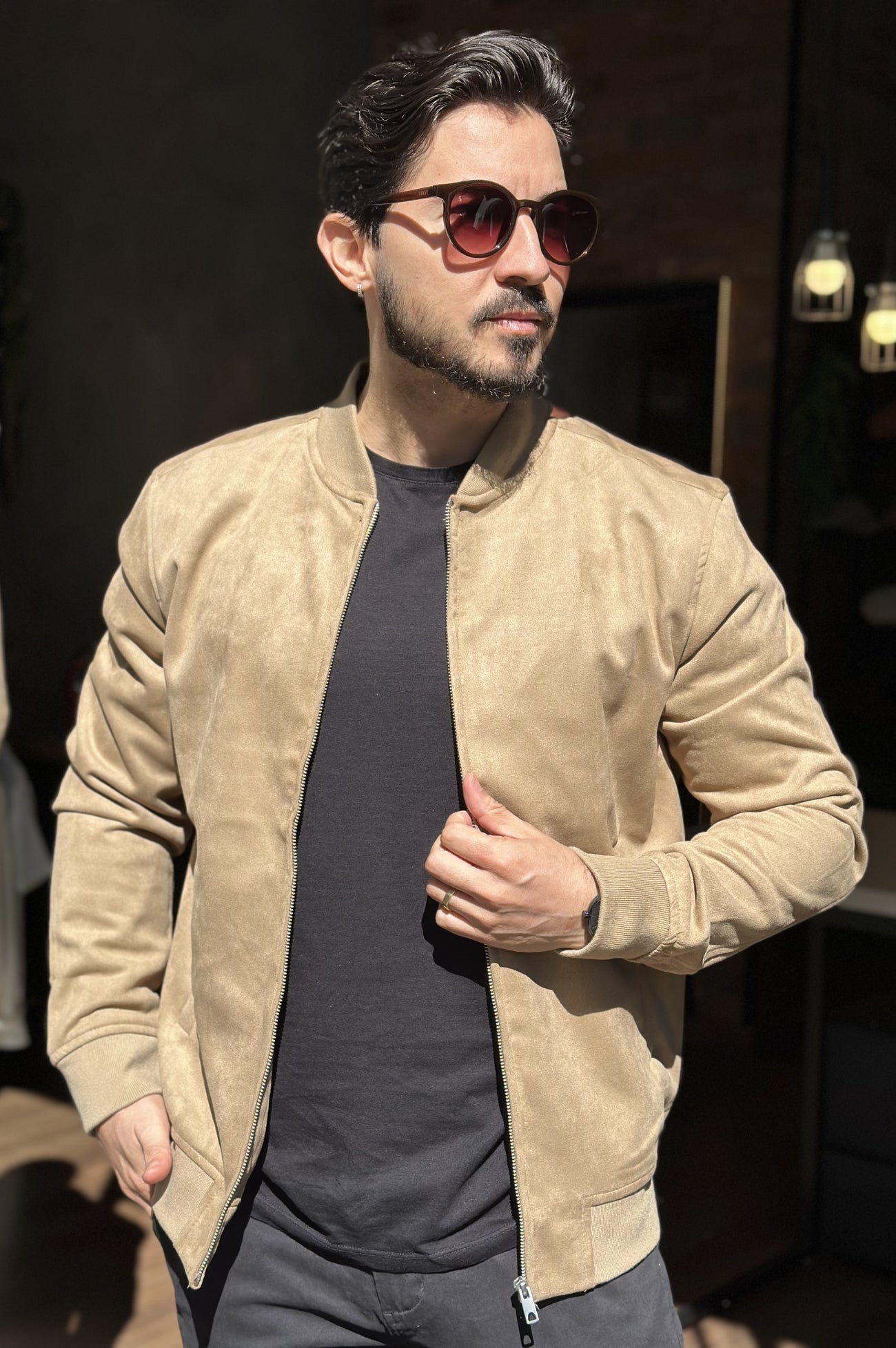 Jaqueta Bomber Suede