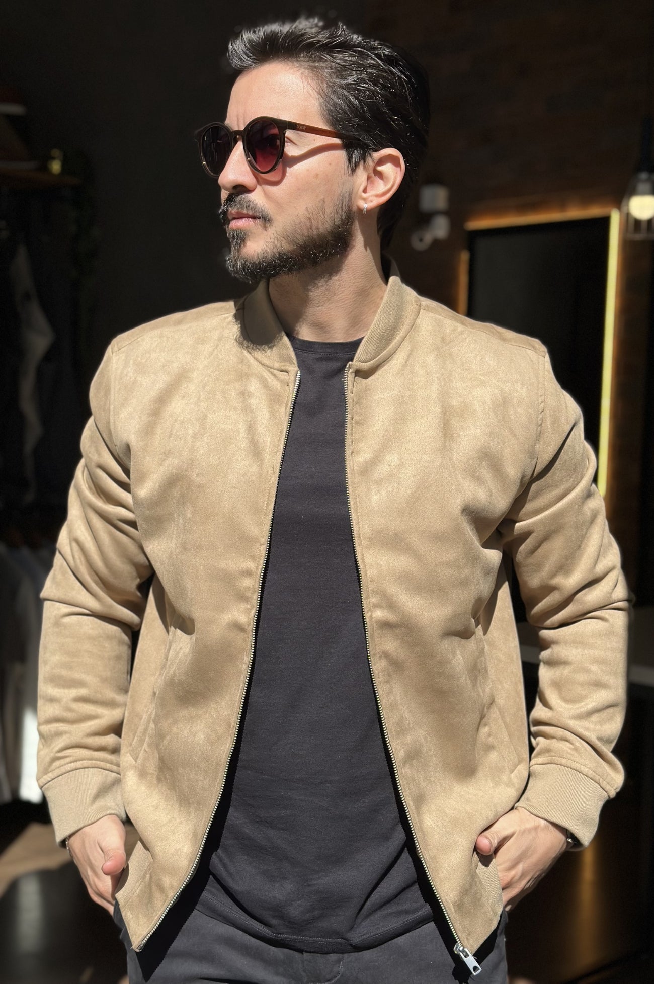 Jaqueta Bomber Suede