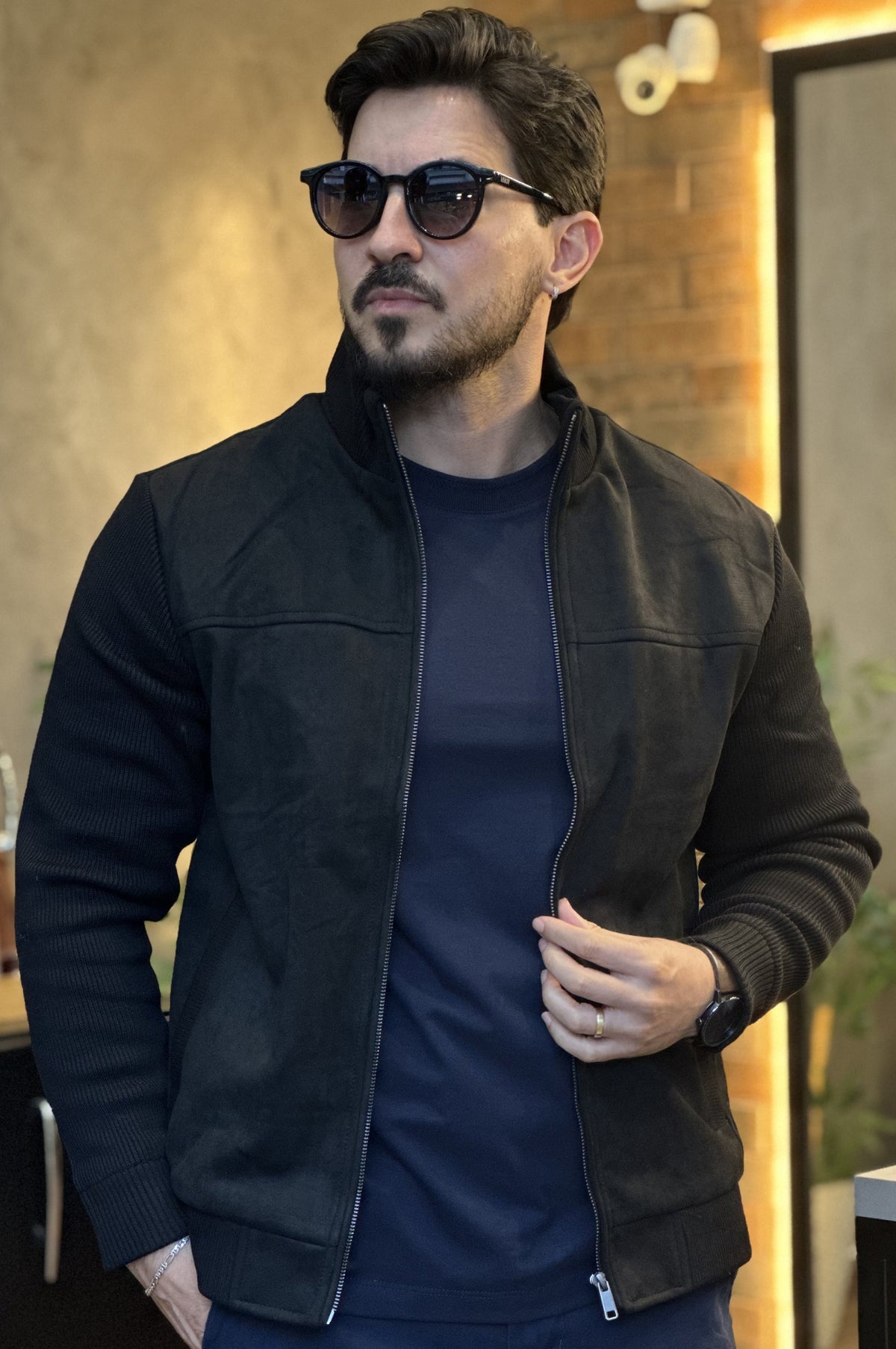 Jaqueta Suede e Tricô Canelado - Frade