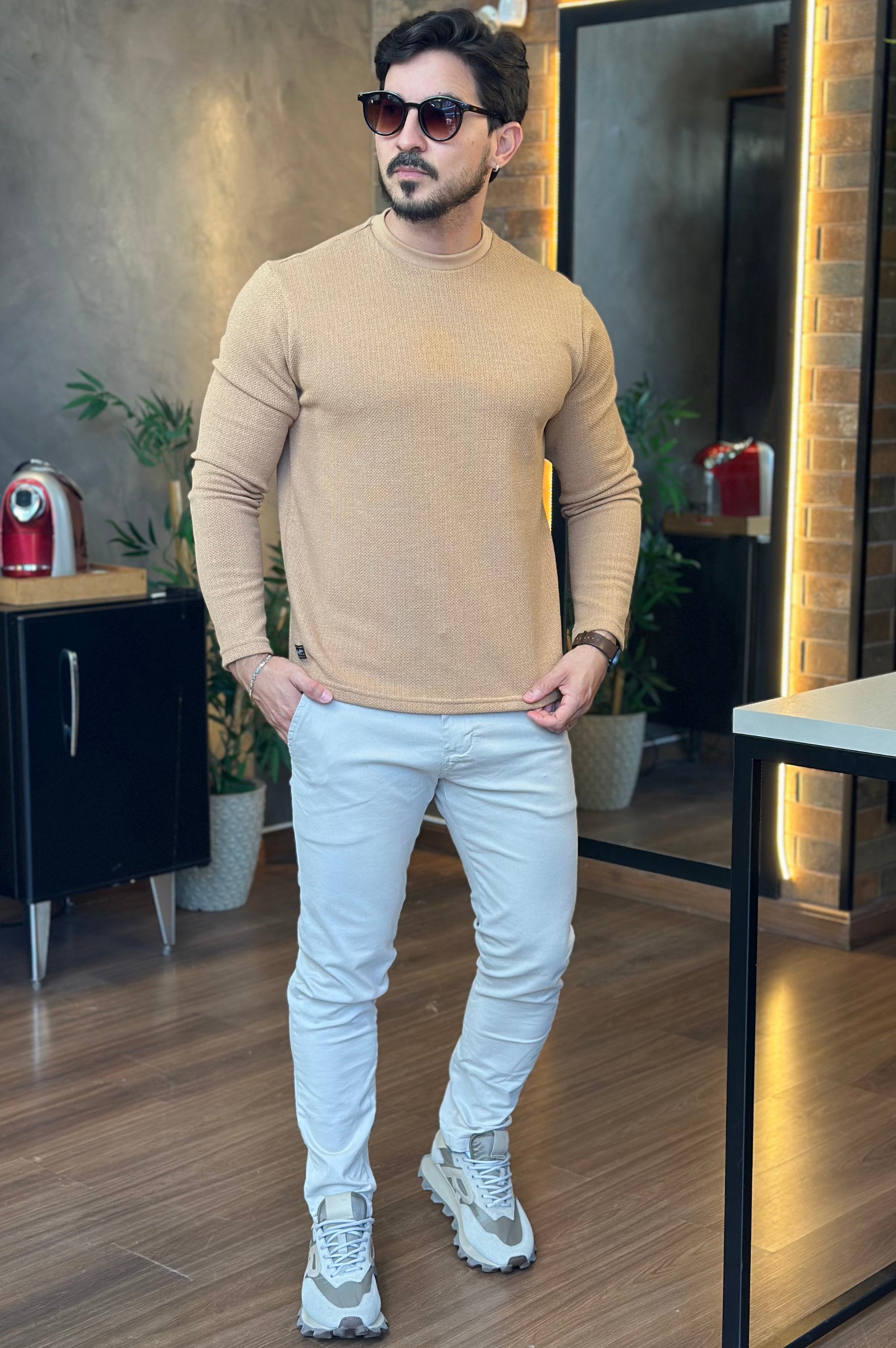 Suéter Texturizado Marrom KingJoe