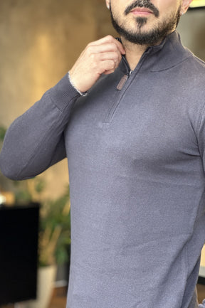 Suéter Tricot Premium – Meio Zíper e Gola Alta