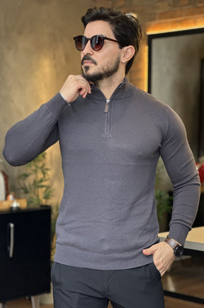 Suéter Tricot Premium – Meio Zíper e Gola Alta