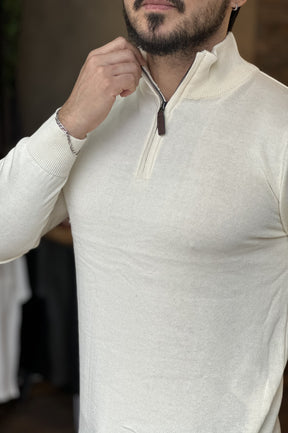 Suéter Tricot Premium – Meio Zíper e Gola Alta