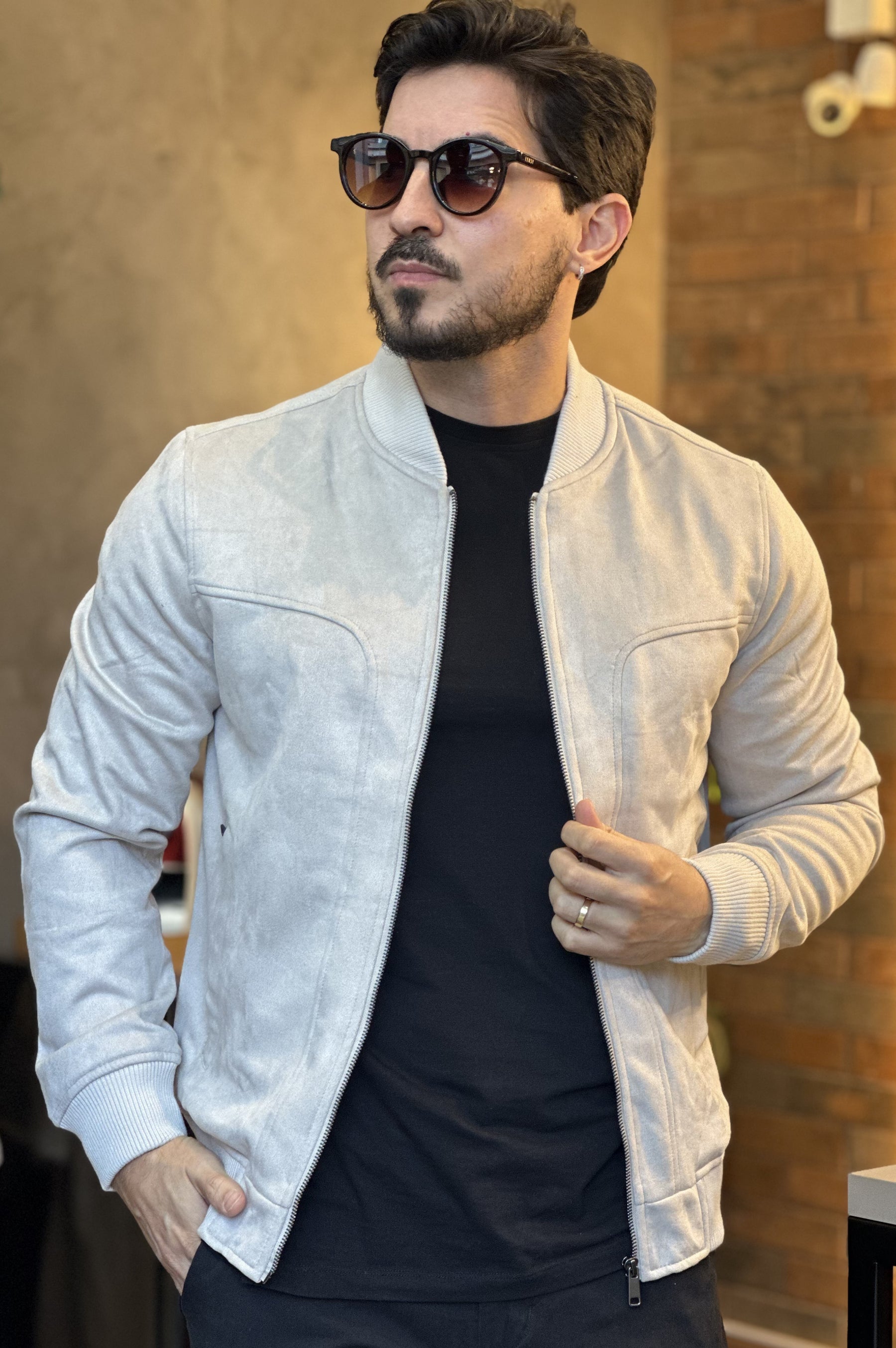 Jaqueta Bomber Suede