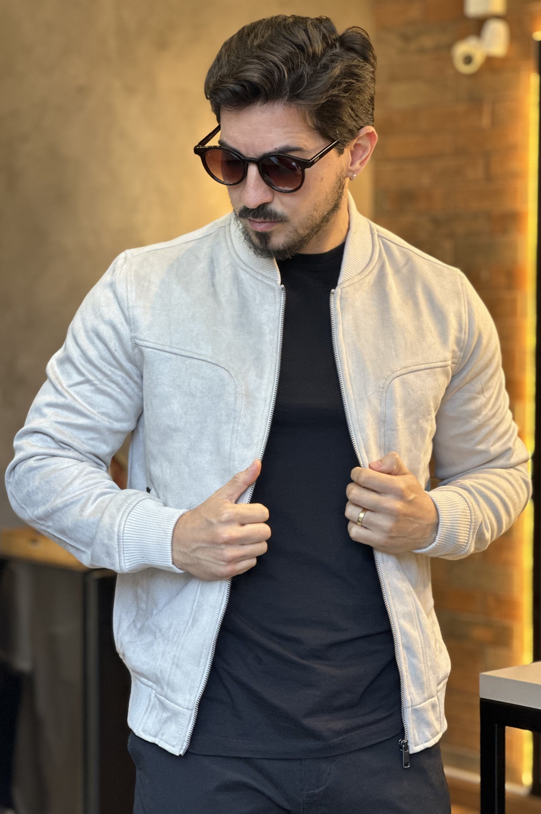 Jaqueta Bomber Suede