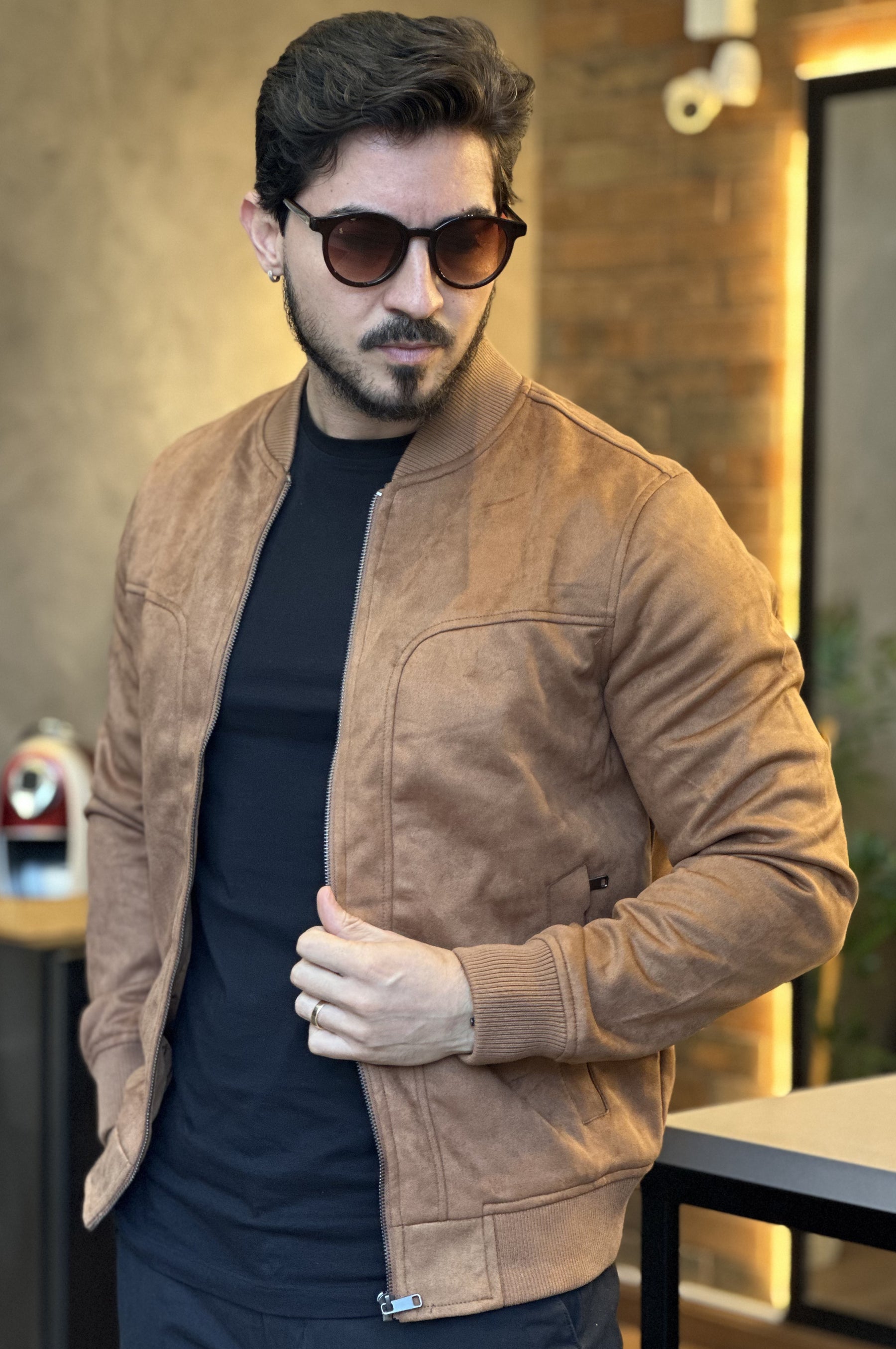 Jaqueta Bomber Suede