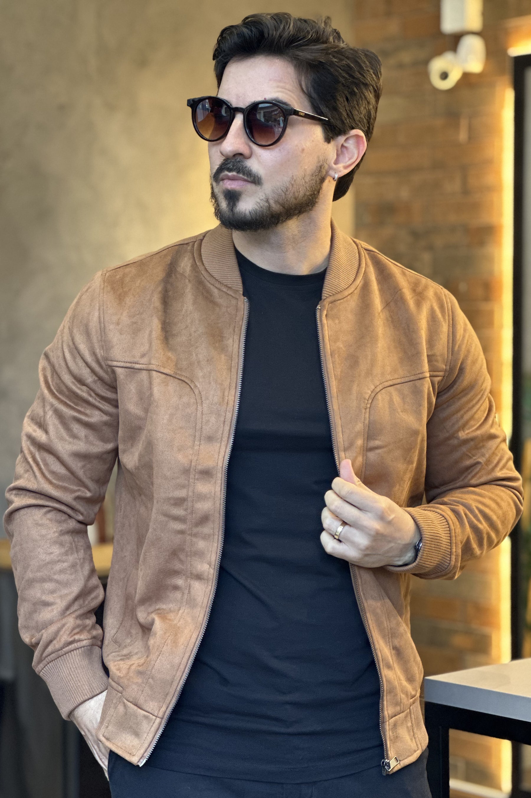 Jaqueta Bomber Suede