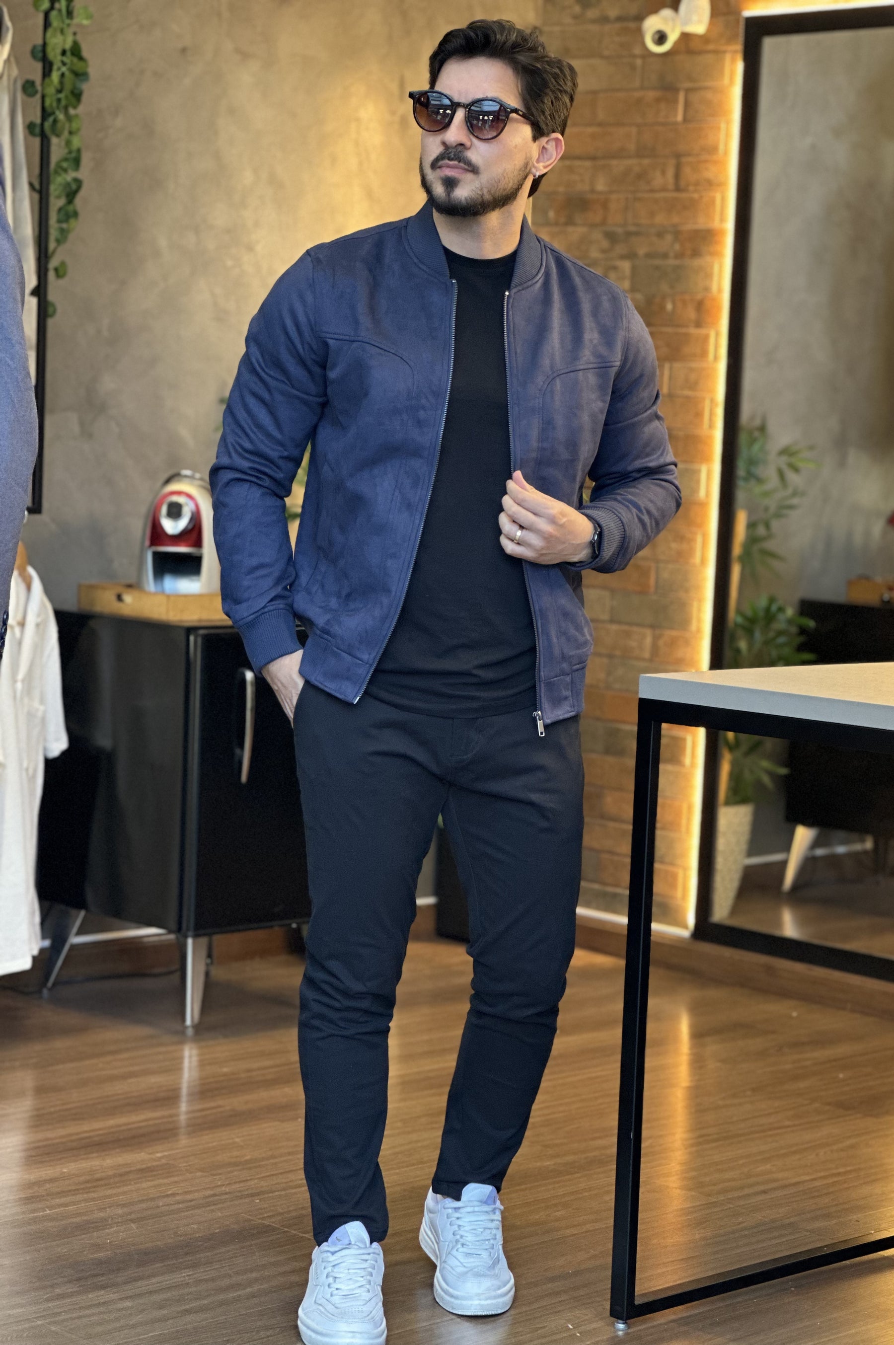 Jaqueta Bomber Suede