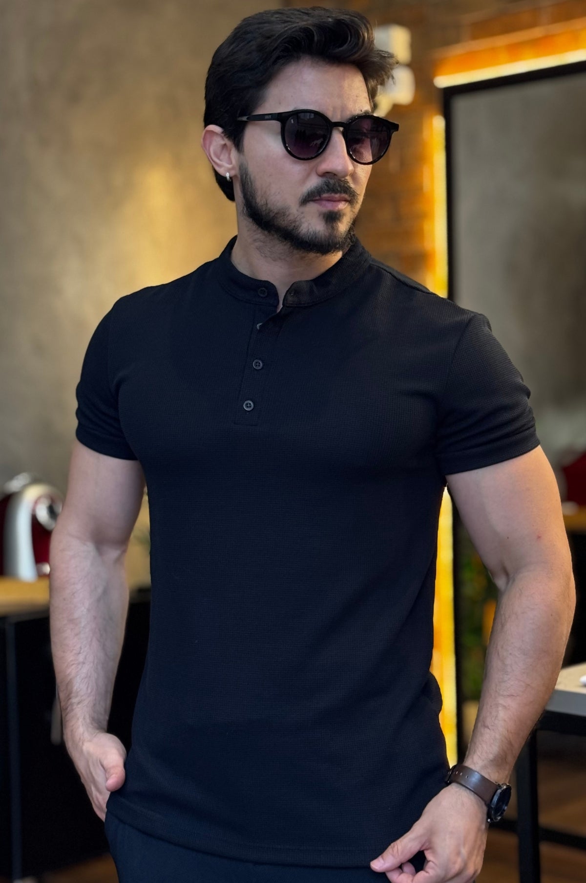 Polo Gola Henley Texturizada M.Artt