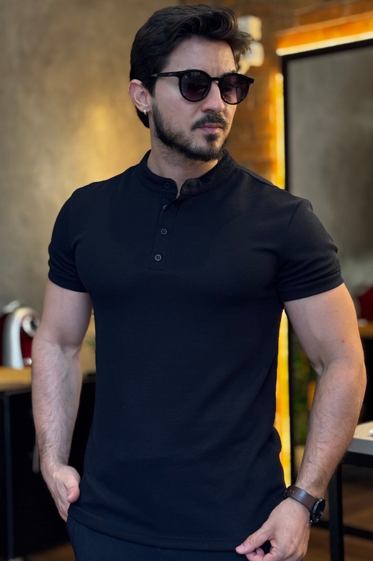 Polo Gola Henley Texturizada M.Artt